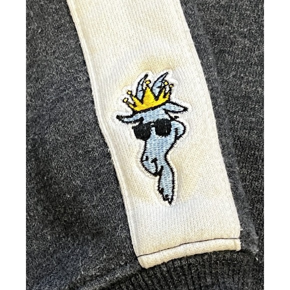 Goat USA New York Hoodie Mens Blue‎ Sweatshirt Pullover Embroidered Drawstring L - Picture 6 of 12